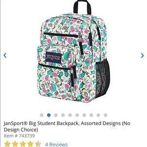 JanSport Kids Backpack - White with Multicolor Pattern